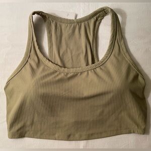 All In Motion Rib Racer Longline Sports Top Size XXL Olive Green